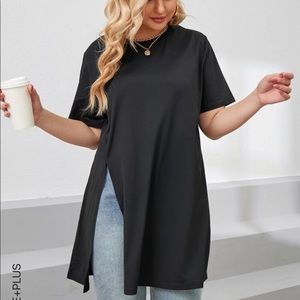 Black split tunic top